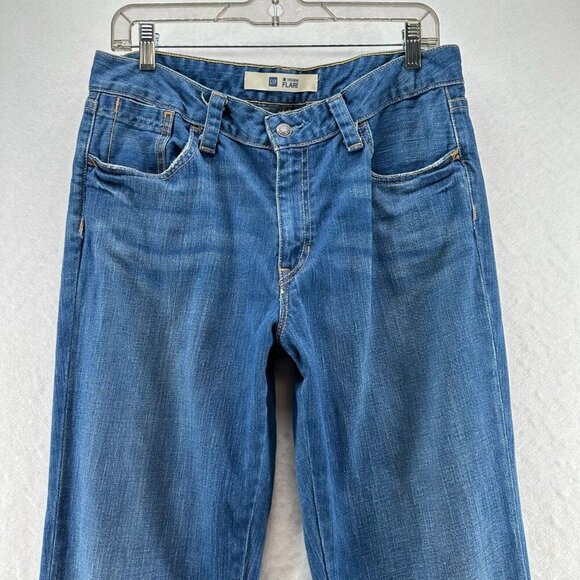 GAP Jeans Womens Sz 12Long Original Flare Medium Washed Denim Cotton Blend Blue - Picture 3 of 10